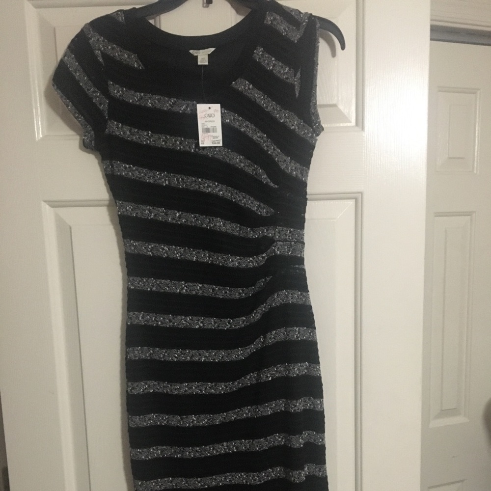 Sweater dress pleats at waist short sleeve long